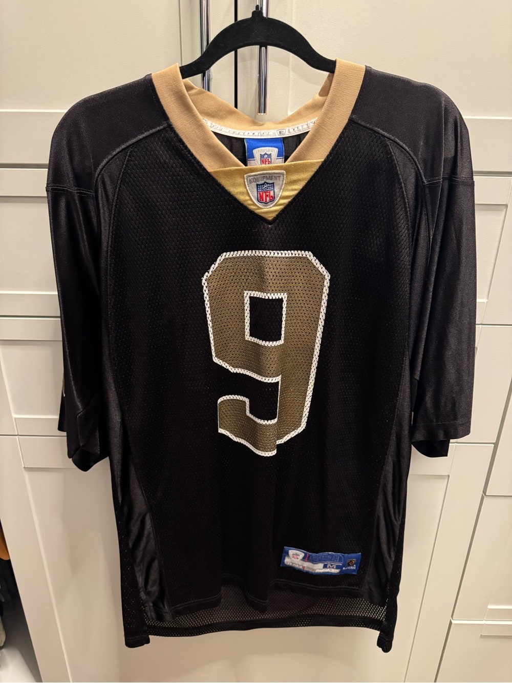 Vintage Drew Brees New Orleans Saints Reebok NFL Jersey #9 Black Gold Medium HOF